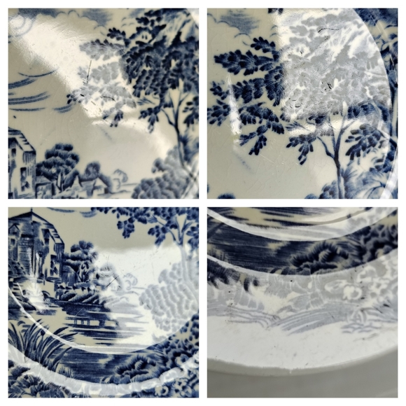 Enoch Wedgewood Tunstall Countryside 5 Bread/App Plates Vintage Blue & White - Picture 6 of 16